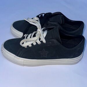 Converse One Star Low Top Sneakers - Black with White Laces